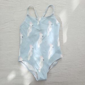 Goldie & Ace Light Blue Parrot Chickadee Cockatoo Print Swimsuit 2t